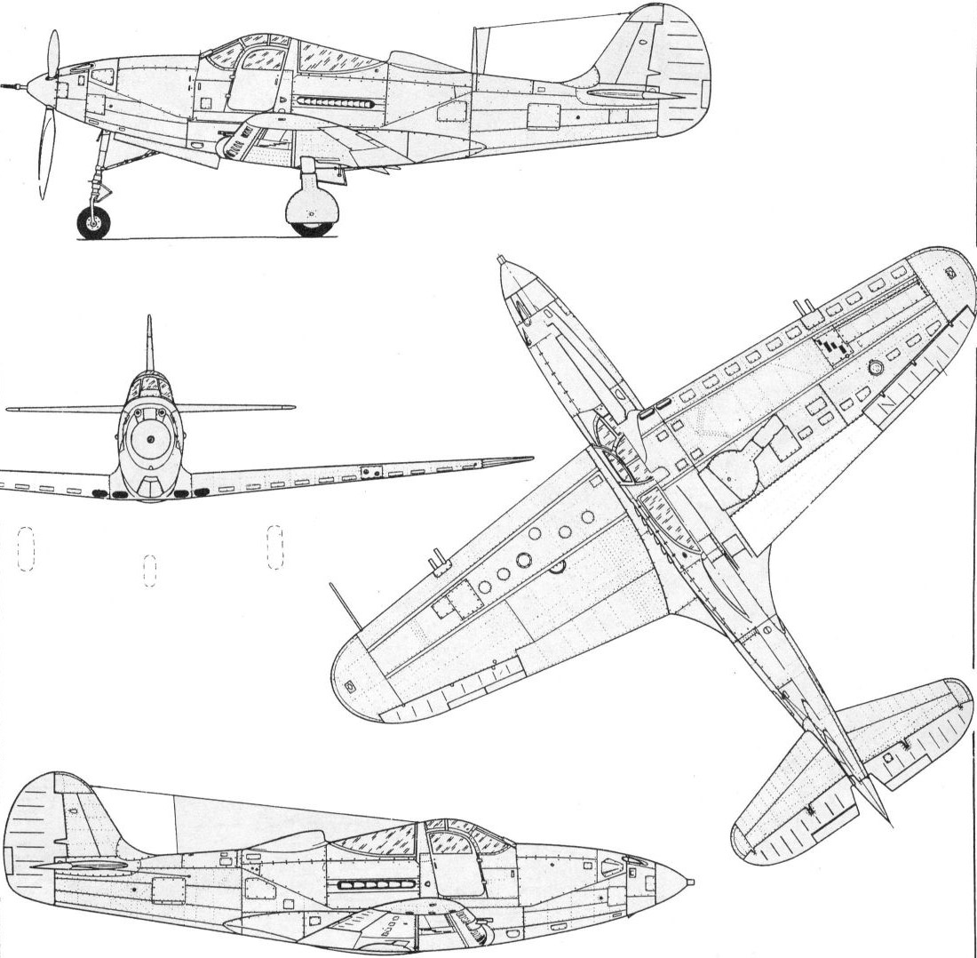 Чертеж истребителя P-39 Аэрокобра